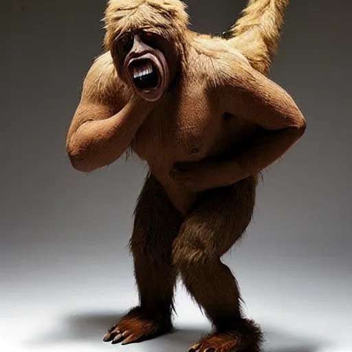 Prompt: an assquatch taxidermy