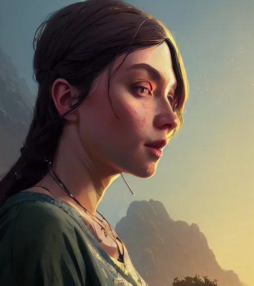 Image similar to highly detailed portrait in gta v, stephen bliss, unreal engine, fantasy art by greg rutkowski, loish, rhads, ferdinand knab, makoto shinkai and lois van baarle, ilya kuvshinov, rossdraws, tom bagshaw, global illumination, radiant light, detailed and intricate environment