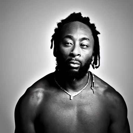 Image similar to monochrome HD digital studio photograph of the ODB from wu tang Clan