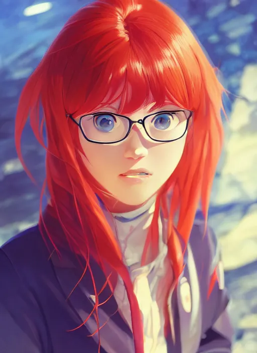 Image similar to highly detailed portrait of asuka langley soryu, carne griffith loish, rhads, makoto shinkai and lois van baarle, ilya kuvshinov, global illumination, radiant light, detailed and intricate environment