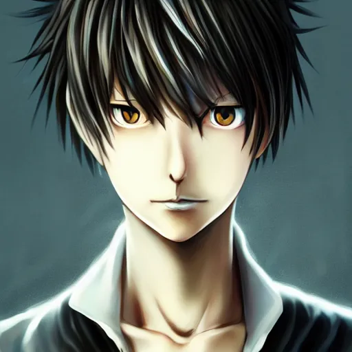 Image similar to yagami light from death note, art by wlop, 8 k