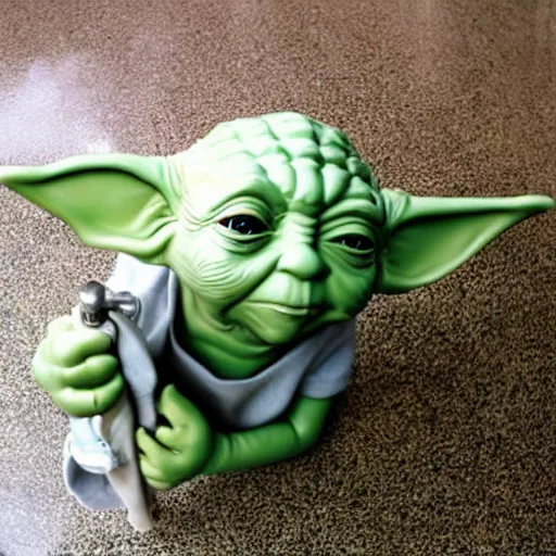 Image similar to sad yoda in bathtub