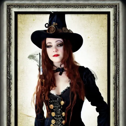 Image similar to photo of a beautiful steampunk witch, portrait