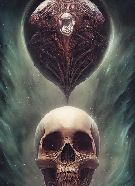 Prompt: alien flying saucer tarot card,highly detailed,half skull face,cinematic,8k,by Stanley Artgermm,Tom Bagshaw,Greg Rutkowski,Carne Griffiths, Ayami Kojima, Beksinski, Giger,trending on DeviantArt,hyper detailed,horror, full of colour