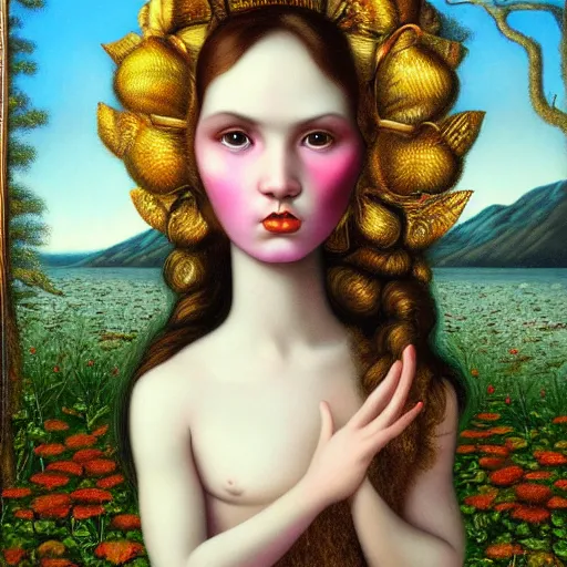 Image similar to a portrait of a god in a scenic environment by mark ryden