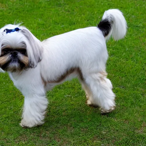 Image similar to a shih tzu, mixed with a goat