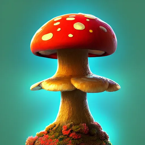 Image similar to mushroom pokemon:: by beeple and James Gilleard and Justin Gerard :: ornate, dynamic, particulate, intricate, elegant, highly detailed, centered, artstation, smooth, sharp focus, photoreal octane render, 3d