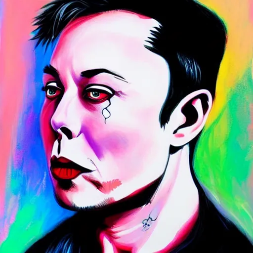 Prompt: Elon Musk painted in the style of Harumi Hironaka