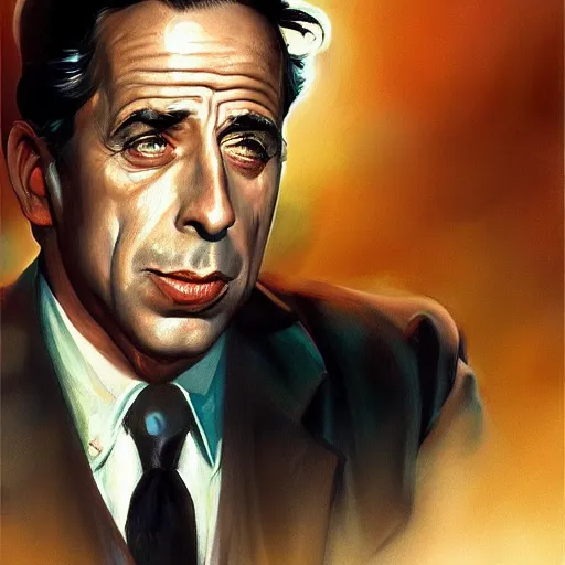 Image similar to humphrey bogart as sam spade, portrait, highly detailed, digital painting, artstation, concept art, sharp focus, illustration, art , style of norman rockwell by norman rockwell