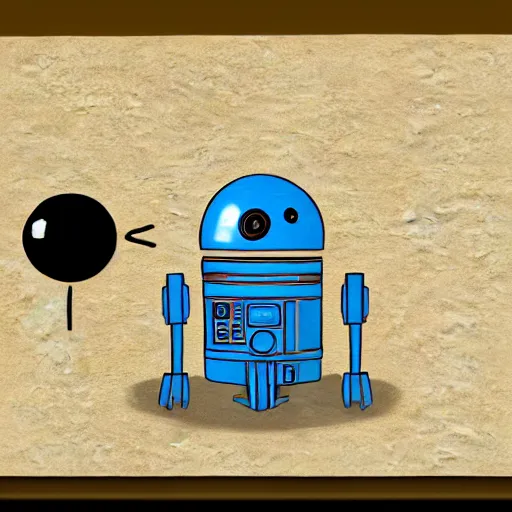 Prompt: Court sketch of a droid with googly eyes talking to a wall