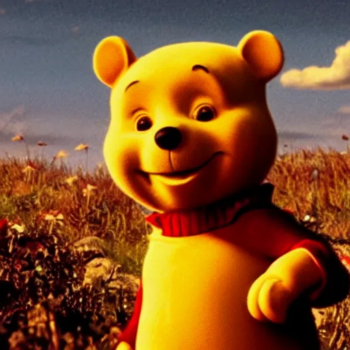 Image similar to A still of Keanu Reeves as Winnie the Pooh