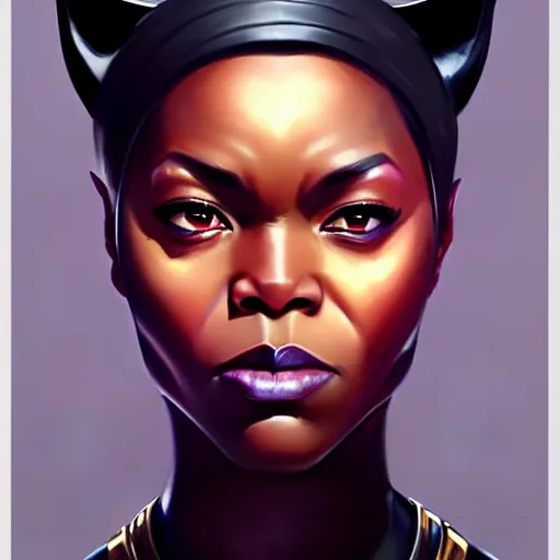 Image similar to portrait of woman black panther marvel character, confident pose, sharp focus, illustration, highly detailed, concept art, matte, trending on artstation, anime, art by wlop and artgerm and greg rutkowski, h 6 4 0