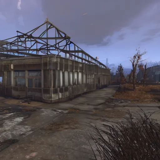Prompt: fallout 4 big atom research building