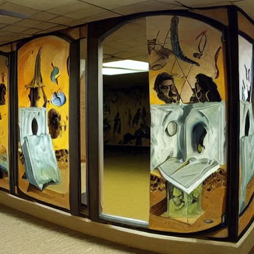 Prompt: an office cubicle painted by Salvador Dalí