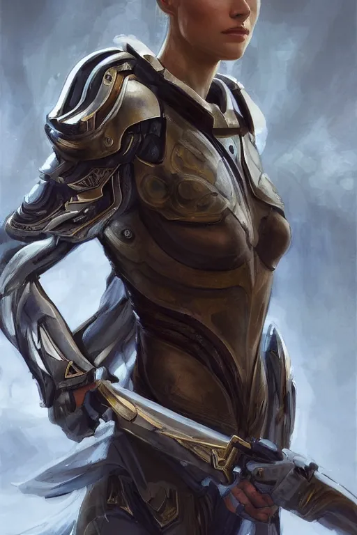 Image similar to a professional painting of a young Olivia Wilde, clothes in military armor, olive skin, long dark hair, beautiful bone structure, symmetrical facial features, intricate, elegant, digital painting, concept art, smooth, sharp focus, illustration, from StarCraft by Ruan Jia and Mandy Jurgens and Artgerm and William-Adolphe Bouguerea