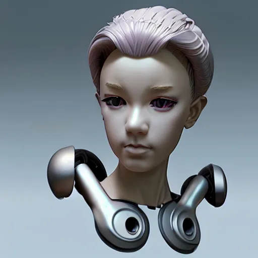 Image similar to prompt : hyperrealist photorealistic zbrush 3 d render of 1 9 9 0 anime character soft light portrait, robot accessories parts and broken cables, 3 5 mm, otaku gangasta, inspired by fables, realistic face, smooth face feature, intricate oil painting, high detail, sharp high detail, manga and anime 2 0 0 0
