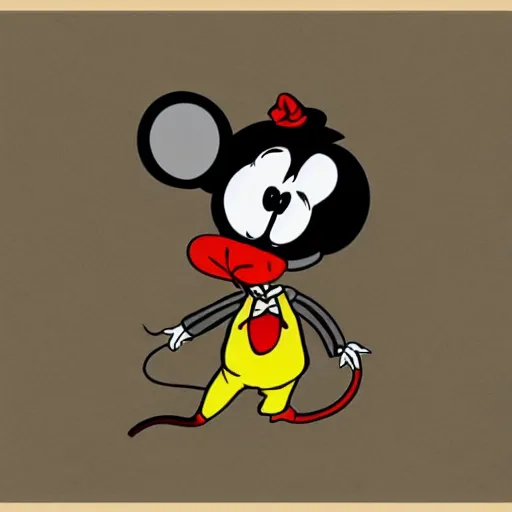 Image similar to a mouse in the style of 1930s cartoons