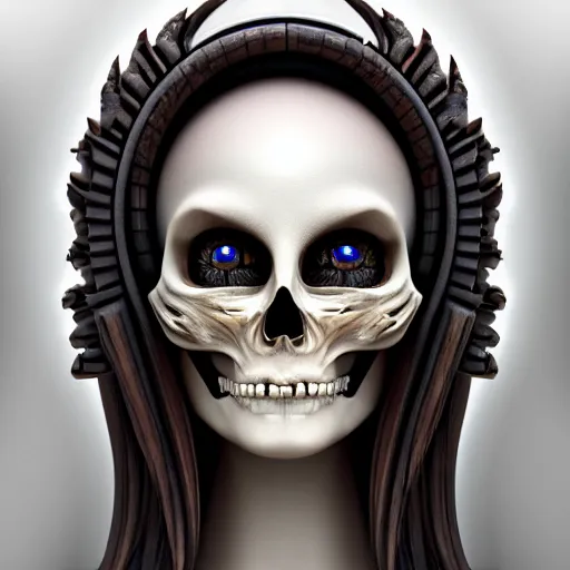 Image similar to perfectly - centered close - up portrait - photograph of goddess of death, cgi, anisotropic filtering, high definition textures, 4 kuhdtv, 8 k resolution, 1 6 k, 3 2 k, meticulous details, maximalist, rendered in blender, by anne stokes