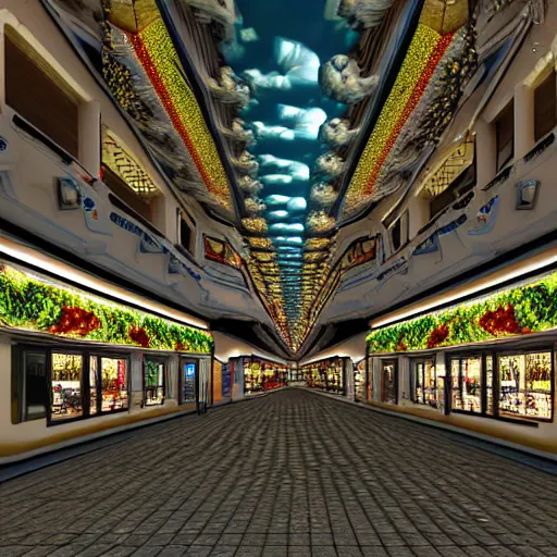 Prompt: hyperrealism photography computer simulation visualisation of parallel universe mall in surreal scene from art house movie from unreal setting by caravaggio rendered in mandelbulb 4 d