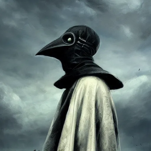 Image similar to medieval plague doctor under the cloudy sky apocalyptic deviant art dark art highly detailed artem demura