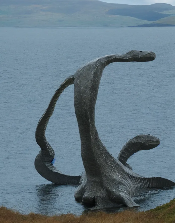 Prompt: plesiosaur loch ness in scotland