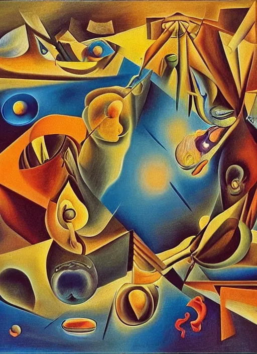 Image similar to an extremely high quality hd surrealism painting of a beautiful cubism 4d hyperspace soul quantum dimension neural wormhole supercluster galaxy supernova anenome by kandsky and salvia dali the seventh, Salvador dali's much much much much more talented painter cousin, 4k, ultra realistic, super realistic, shadows, depth, surrealistic