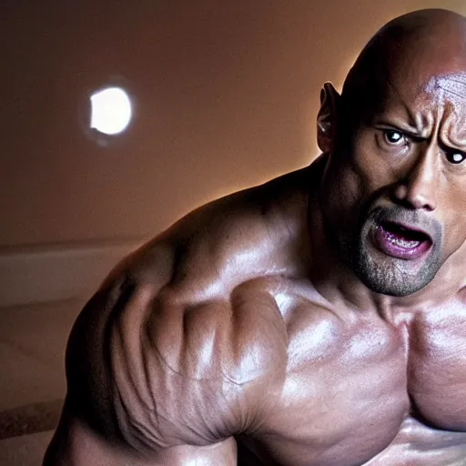 Prompt: dwayne johnson as the monster under the bed