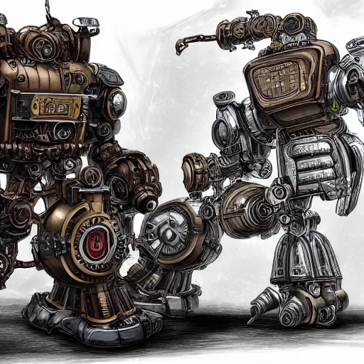 Image similar to steampunk Mecha dwarf deathroller by masamune shirow, high quality, trending on art station