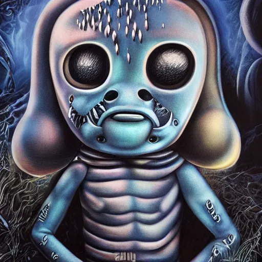 Image similar to adventure time with finn and jake detailed airbrush photograph by h. r. giger