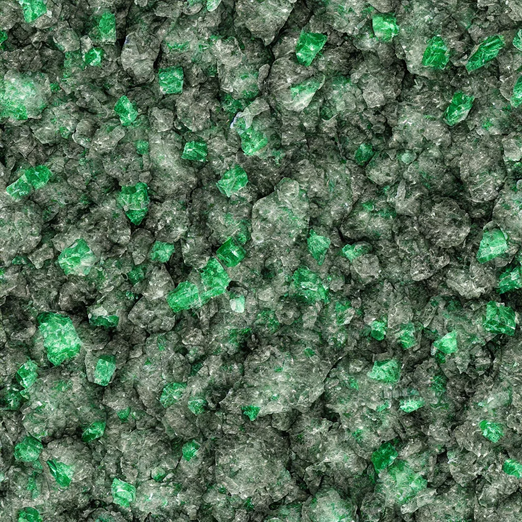 Image similar to long green crystals sticking out of the rock surface, detailed ground terrain albedo texture, flat, 2 d texture, seamless