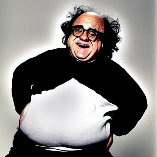 Image similar to a photograph of danny devito after a truly disastrous spaghetti incident