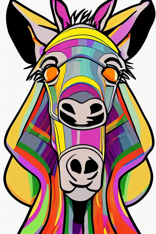 Image similar to Portrait of a chad donkey, anime, sticker, colorful, illustration, highly detailed, simple, smooth and clean vector curves, no jagged lines, vector art, smooth