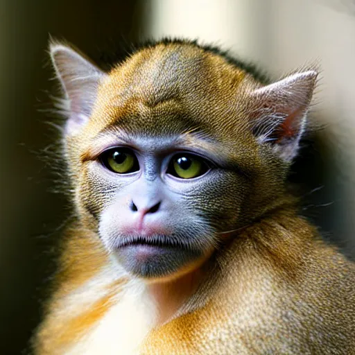 Image similar to cat - monkey hybrid, animal photography