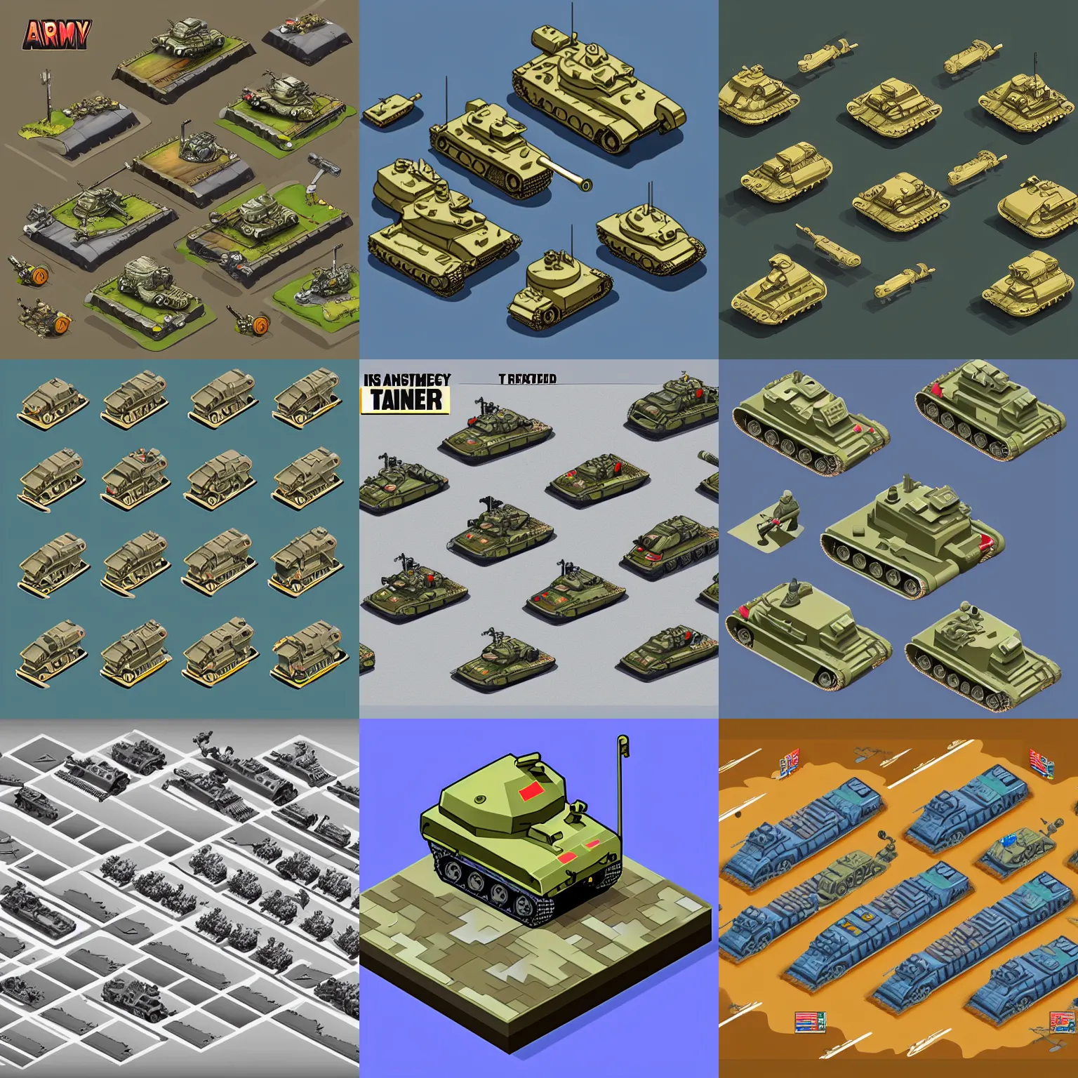 Prompt: isometric army tanks
