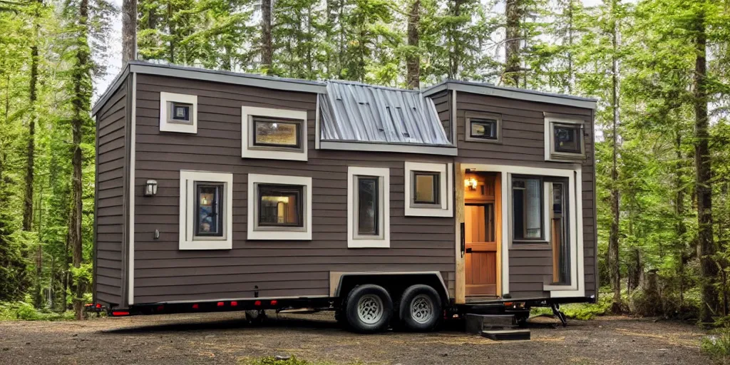 Prompt: expensive tiny house, well ventilated, attractive, cozy, pacific northwest
