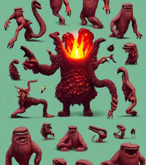 Image similar to monsters drinking lava, tasty molten rocks, creatures that eat liquid minerals, trending on artstation