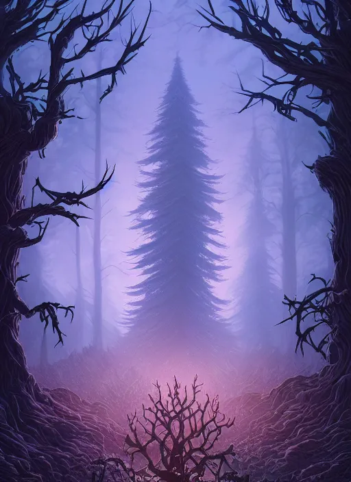 Image similar to evil tree in a dark forest by dan mumford, yusuke murata, makoto shinkai, ross tran, cosmic, intricate detail, cinematic, 8 k, cel shaded, unreal engine, featured on artstation, pixiv