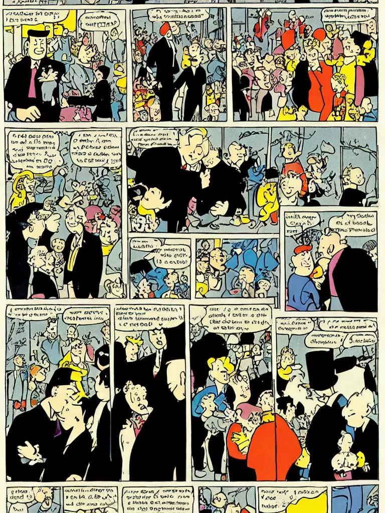 Image similar to Tin Tin original page by Hergé: Tin Tin gets married