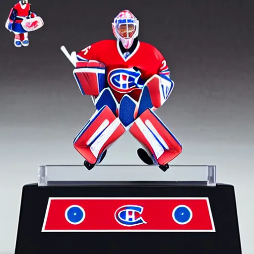 Prompt: high quality portrait flat matte painting of cute Carey Price Goaltender in the style of nendoroid and manga NARUTO, number 31 on jersey, Carey Price Goaltender, An anime Nendoroid of Carey Price, goalie Carey Price, number 31!!!!!, full ice hockey goalie gear, Montreal Habs Canadiens figurine, detailed product photo, flat anime style, thick painting, medium close-up