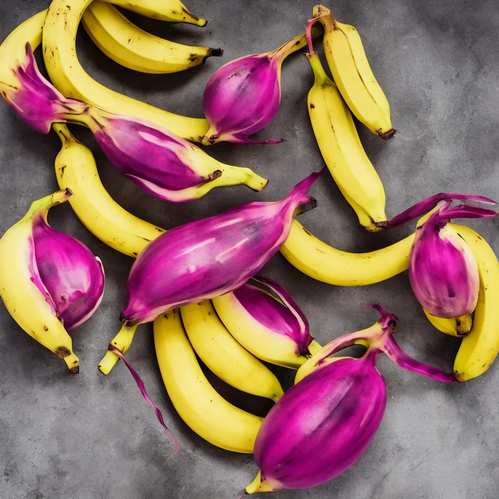 Prompt: banana that resembles dragon fruit, hyper real, food photography, high quality