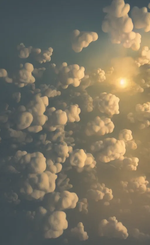 Image similar to flowers as clouds, soft render, volumetric lighting, 3d grainy surreal aesthetic illustration