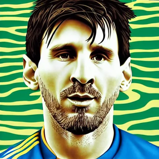 Image similar to a portrait of lionel messi in a scenic environment by tomma abts