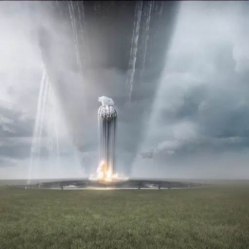 Image similar to hindenburg disaster standing in large shower, 4 k realistic photo