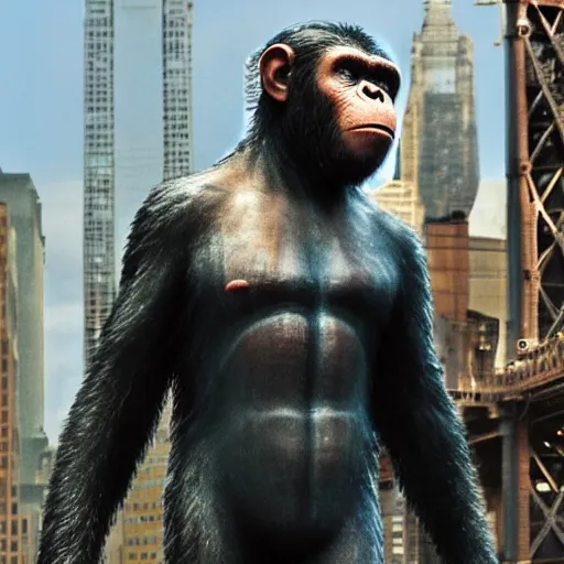 Image similar to planet of the apes In New York City Very detailed 4K quality Super Realistic