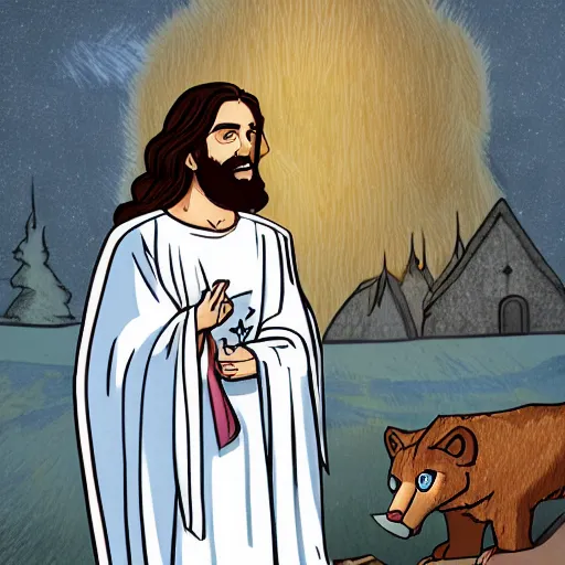 Prompt: jesus christ lecturing furries, high detail