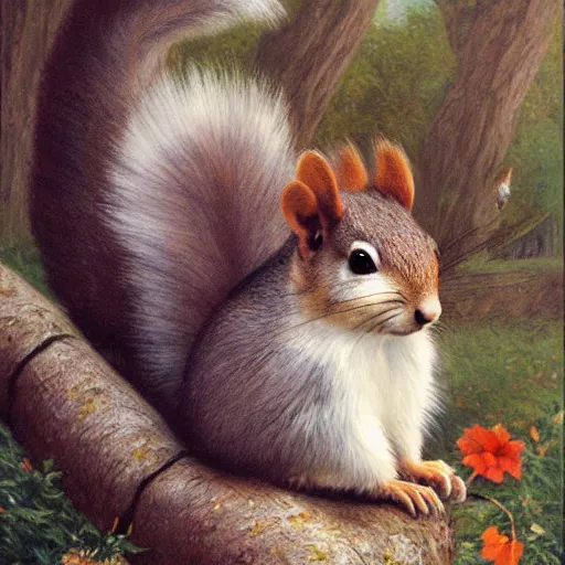 Prompt: a fluffy squirrel by sophie anderson