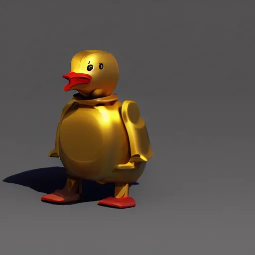 Image similar to a centered detailed render of a cyborg rubber ducky, unreal engine render