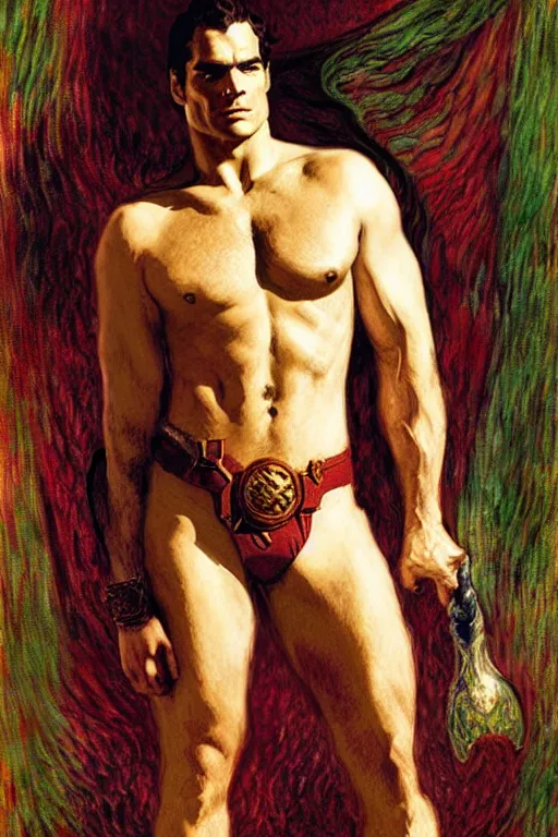 Image similar to henry cavill as dnd wizard, painting by tom of finland, gaston bussiere, craig mullins, j. c. leyendecker, claude monet