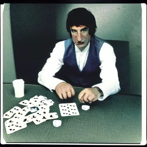 Image similar to 80's polaroid photo of saul goodman playing poker with the taliban