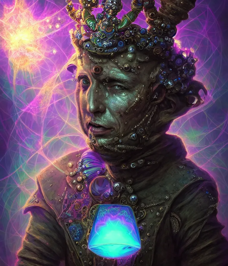 Image similar to front!!! shot of a court jester!!! character, mesmerizing fractal hypercubes, dark holography!!!, future, metallic nebula, crystalline edges, polygonal, elegant, highly detailed, centered, (((artstation, concept art, jagged, sharp focus, artgerm, Tomasz Alen Kopera, Peter Mohrbacher, donato giancola, Joseph Christian Leyendecker, WLOP, Boris Vallejo))), ((raytracing)), mugshot!!!!!, ugly!!!!!!, octane render, nvidia raytracing demo, octane render, nvidia raytracing demo, octane render, nvidia raytracing demo, 8K